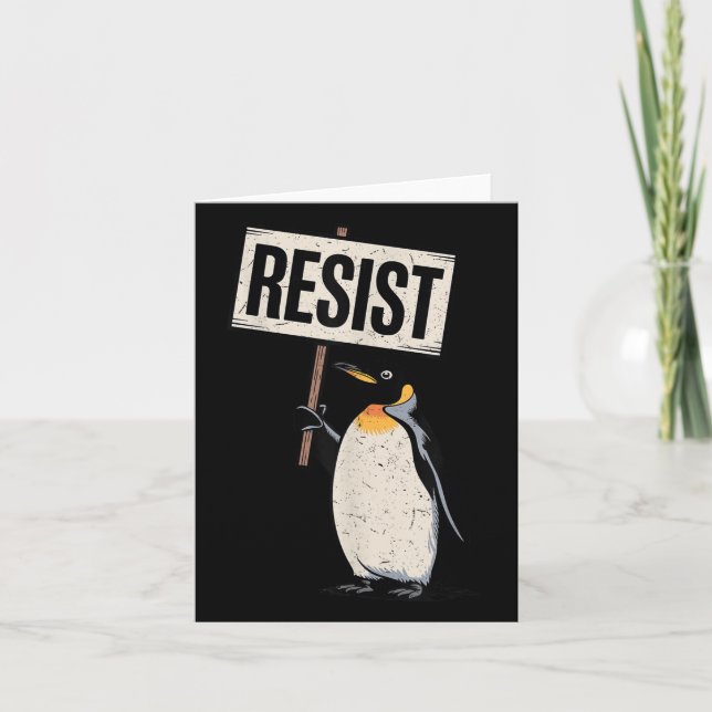 Penguins Against Tariffs Penguin Protest Resist  Card (Front)