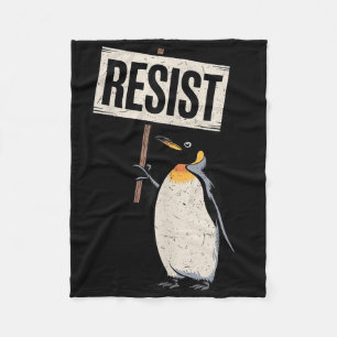 Penguins Against Tariffs Penguin Protest Resist Fleece Blanket