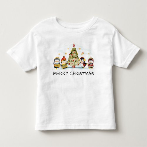 Penguins and Christmas Tree Toddler T_shirt