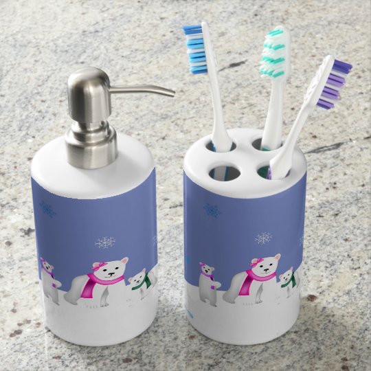 Penguins And Polar Bears Day Time Bathroom Set Zazzle Penguins And Polar Bears Day Time Bathroom Set