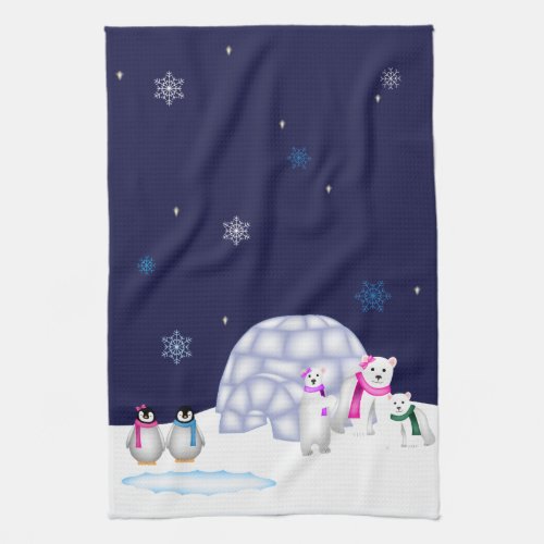 Penguins and Polar Bears Towel
