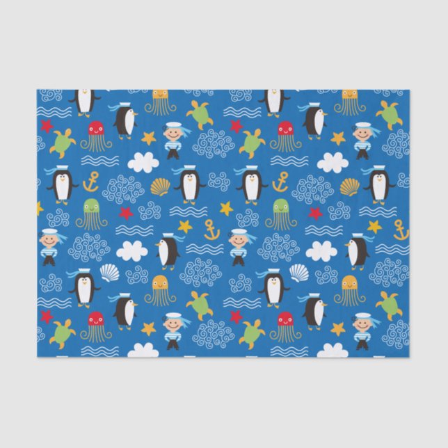 Penguins and Sailors Tissue Paper (Front)