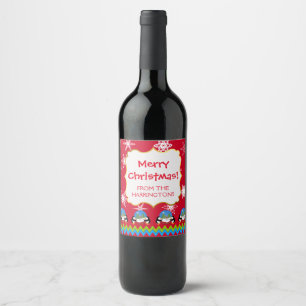 Penguins and Snow Globes, Christmas Wine Labels