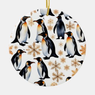 Penguins and Snowflakes Christmas and New Year