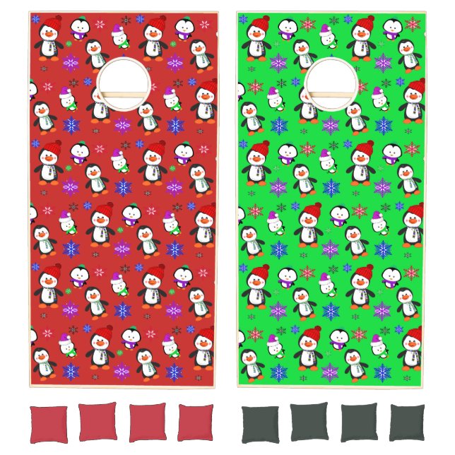 Penguins and Snowflakes Christmas Cornhole Set (Set)