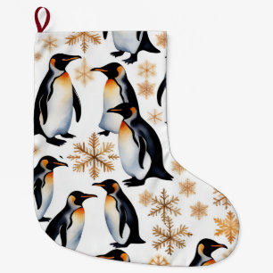 Penguins and Snowflakes Large Christmas Stocking