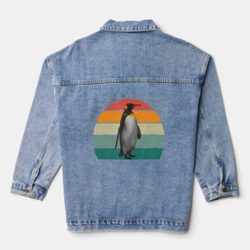 Penguins Antarctica Colony Flightless Swimming Bir Denim Jacket