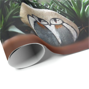Penguins art  Photo Matte Wrapping Paper, 30" x 6' Paper