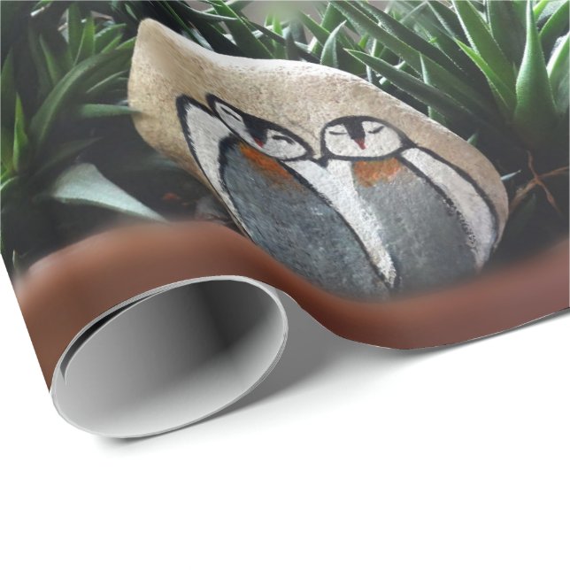 Penguins art  Photo Matte Wrapping Paper, 30" x 6' Wrapping Paper (Roll Corner)