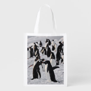 Penguins at Play Reusable Grocery Bag