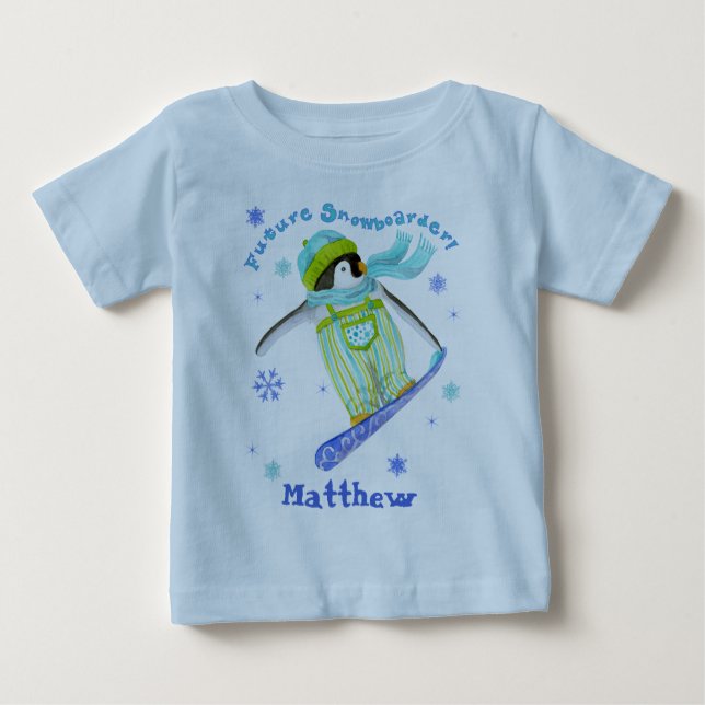 Penguins at Play, Snowboarder, Infant T-shirt (Front)