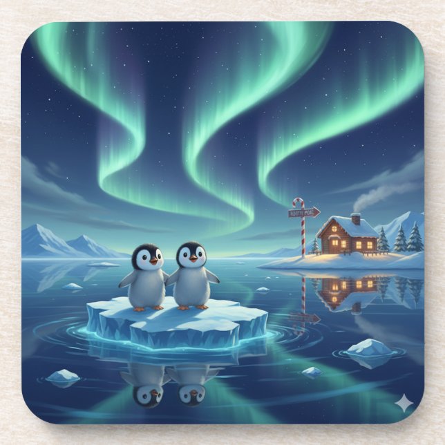 Penguins at the North Pole - Beverage Coaster (Front)