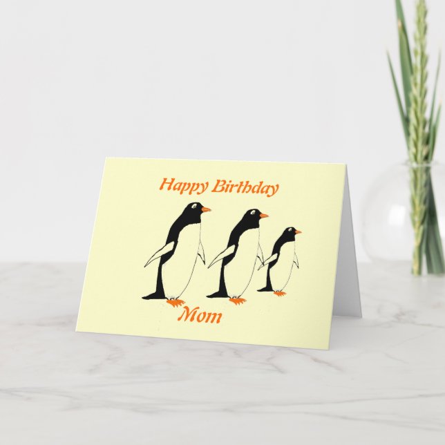 Penguins Birthday Card Mom (Front)