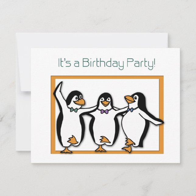 Penguins Birthday Party Invitation (Front)