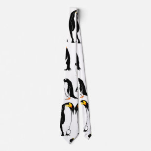 Penguins black and white pattern neck tie