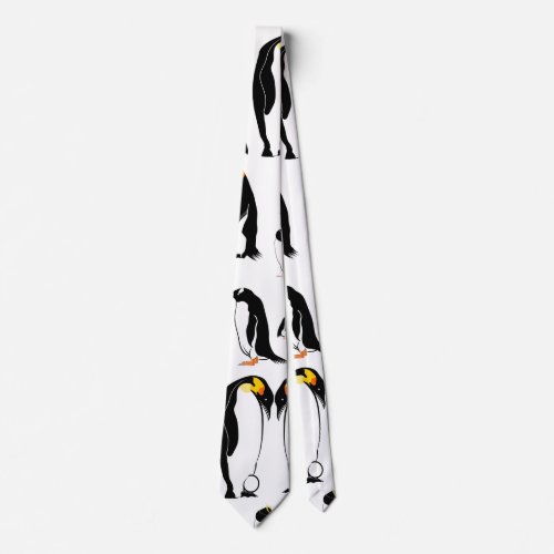 Penguins black and white pattern neck tie