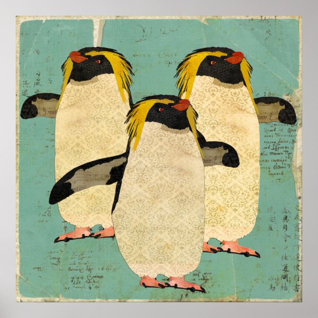 Penguins Blue Lagoon Art Poster (Front)