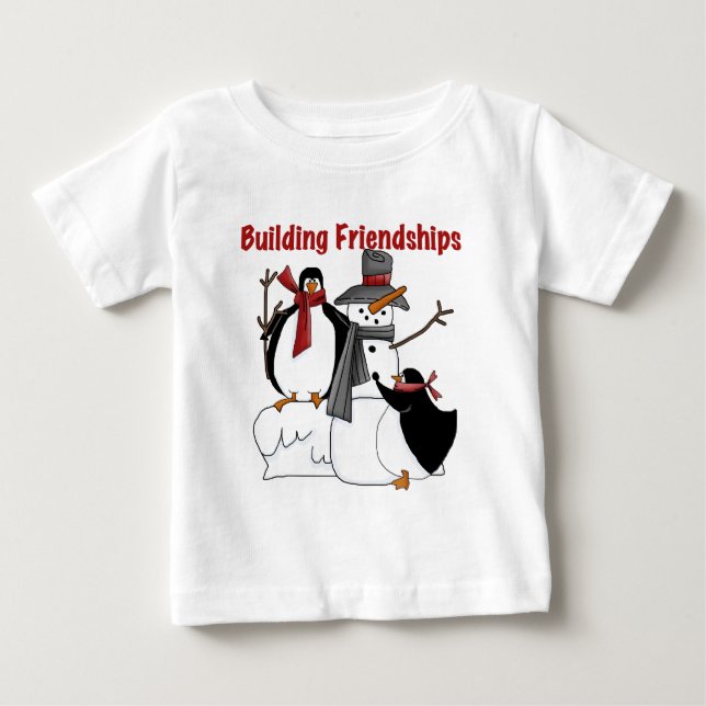 Penguins Building Friendship tshirts and Gifts (Front)