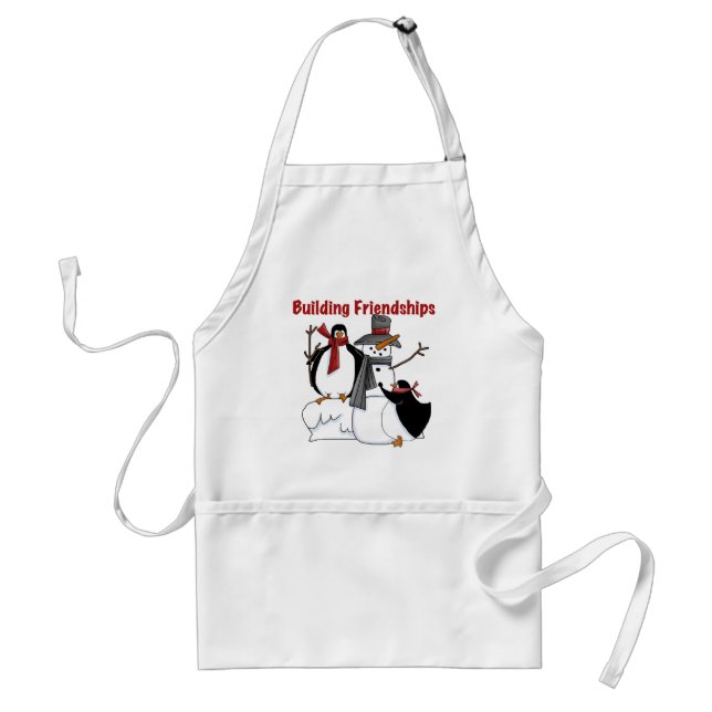 Penguins Building Friendship tshirts and Gifts Adult Apron (Front)
