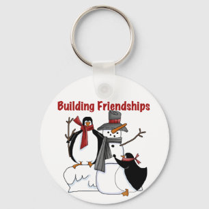 Penguins Building Friendship tshirts and Gifts Keychain