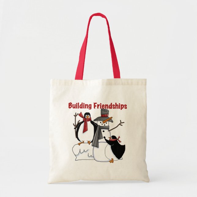 Penguins Building Friendship tshirts and Gifts Tote Bag (Front)
