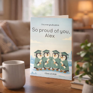 Penguins Celebrating Graduation XL Custom Card
