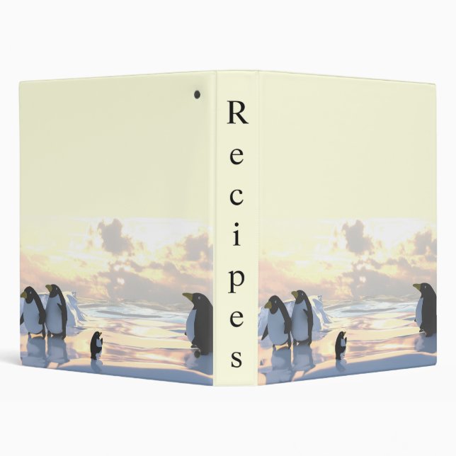  penguins chilling on an ice floe     3 ring binder (Background)