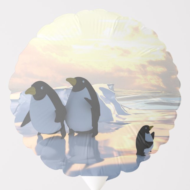  penguins chilling on an ice floe    balloon (Front)