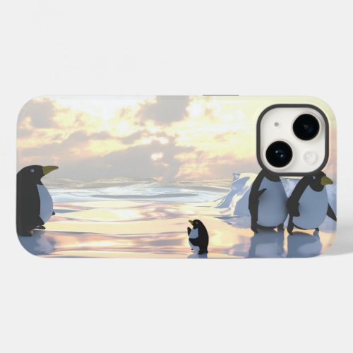  penguins chilling on an ice floe     Case_Mate iPhone 14 case
