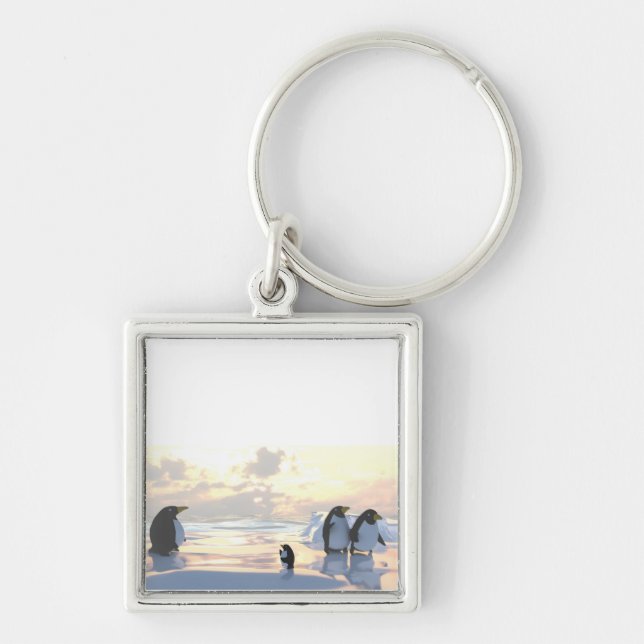  penguins chilling on an ice floe     keychain (Front)