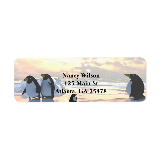 Penguins chilling on an ice floe label (Front)