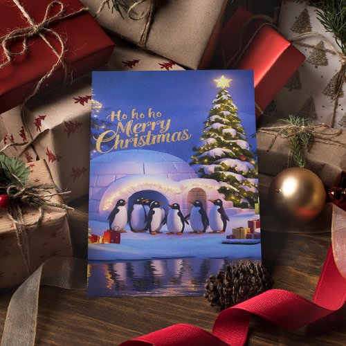 Penguins Christmas Celebration Postcard