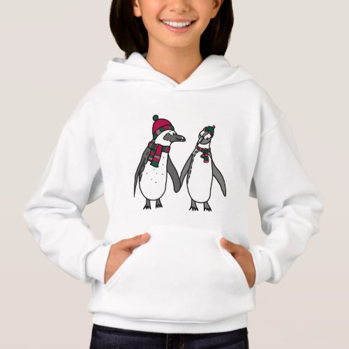 Penguins Christmas Hats Scarves Winter Snow Cute Hoodie