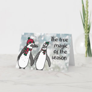 Penguins Christmas Magic of the Season Cute Letterpress Thank You Card