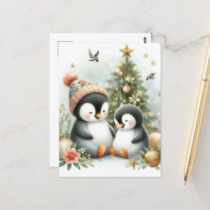 Penguins Christmas Postcard