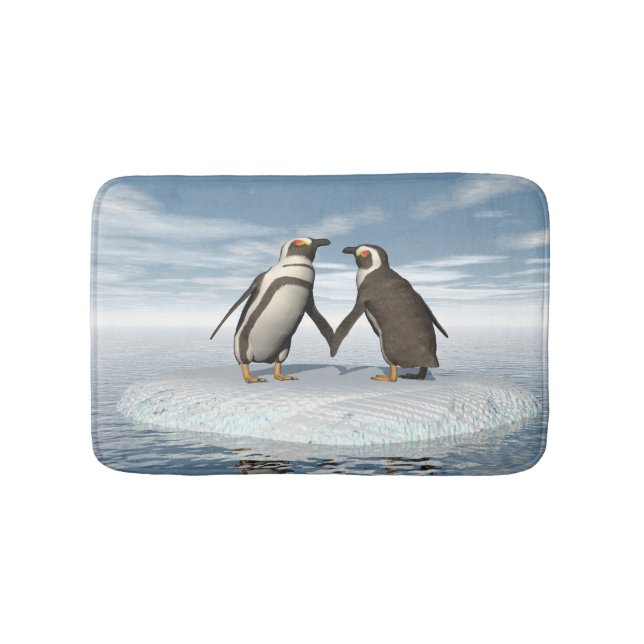 Penguins couple bathroom mat (Front)