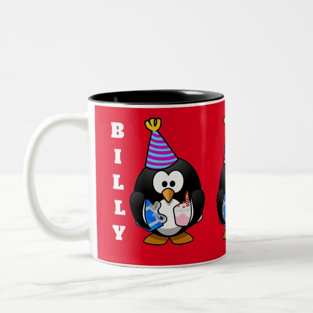  PENGUINS CUSTOM BIRTHDAY Two-Tone COFFEE MUG (Left)