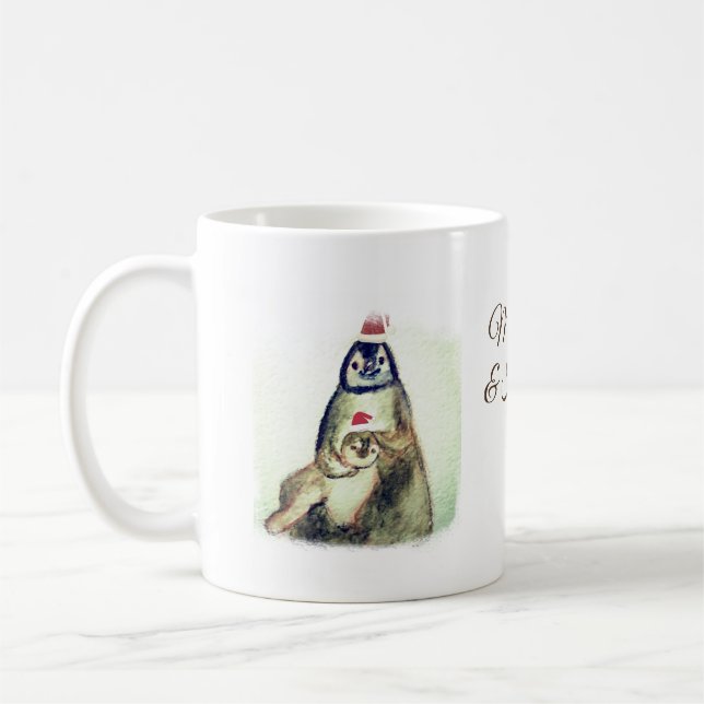 Penguins  Custom Naame Holiday Mug (Left)