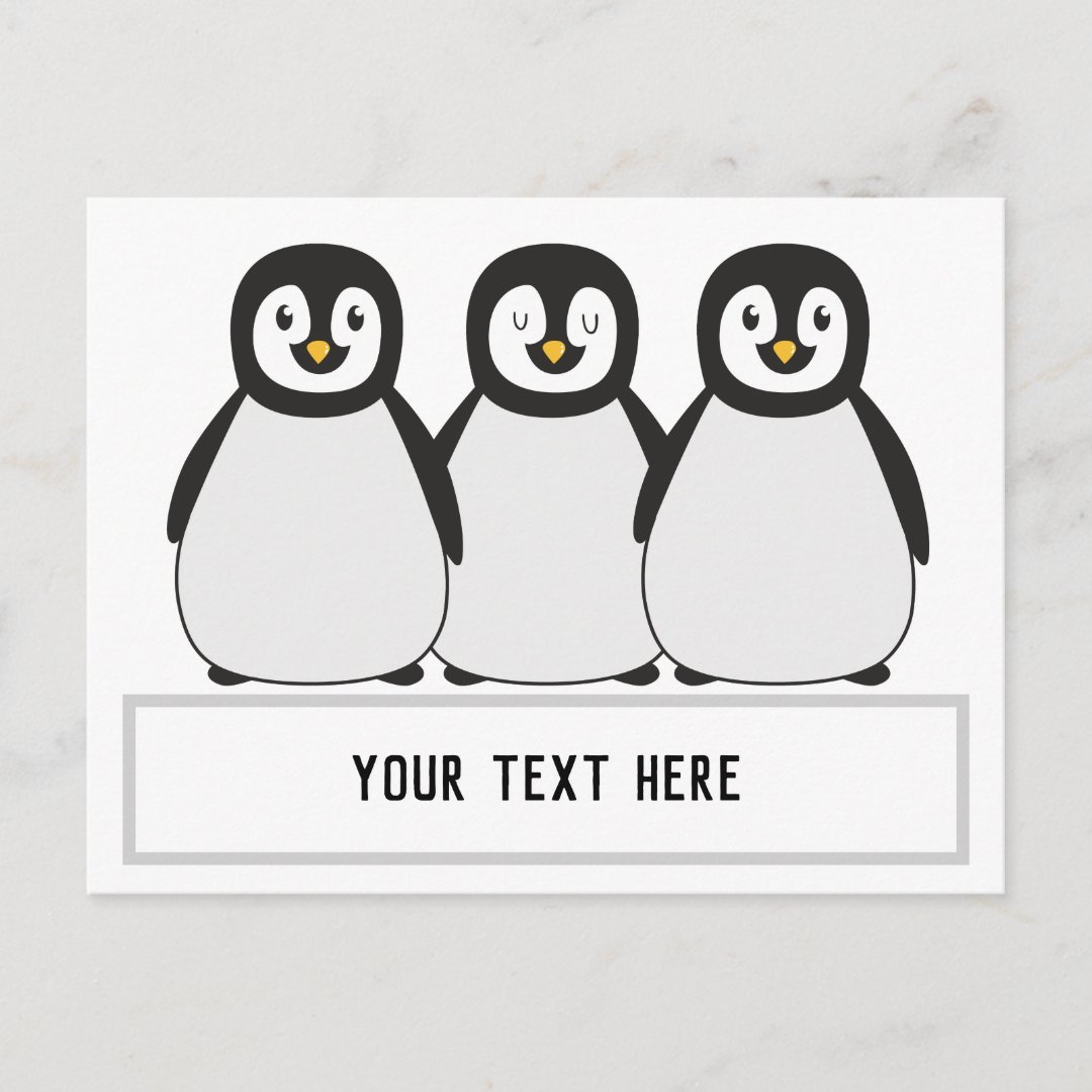Penguins Custom Text Message Postcard | Zazzle