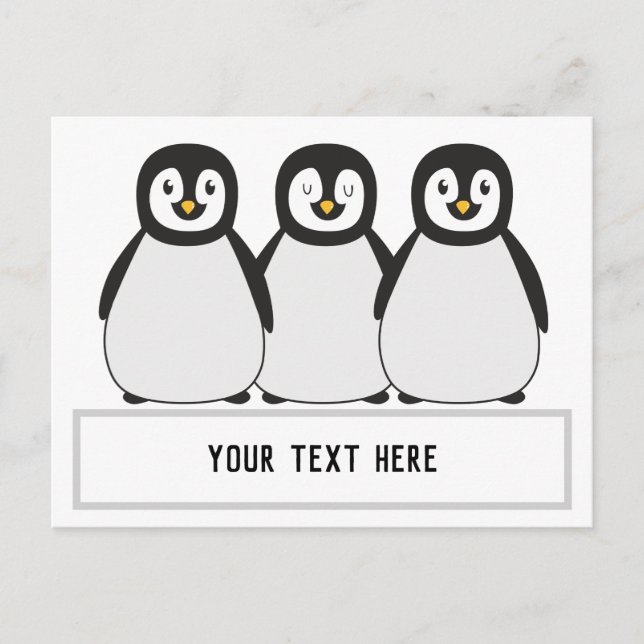 Penguins Custom Text Message Postcard (Front)
