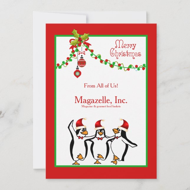 Penguins Dancing Holiday Card (Front)