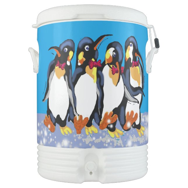Penguins dancing in the snow beverage cooler (Front)
