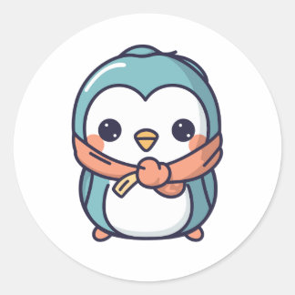 Penguin's Delight Kawaii-Style Graphic Classic Round Sticker
