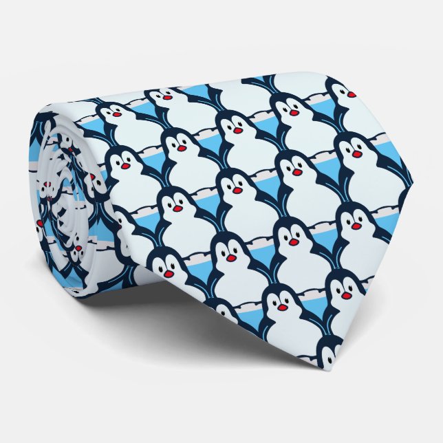 Penguins Design Necktie (Rolled)
