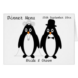 Penguins Design Wedding Dinner Menu Cards