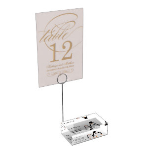 Penguins Design Wedding Table Card Holder