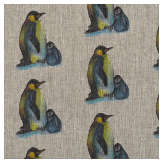 Penguins Drawing Fabric