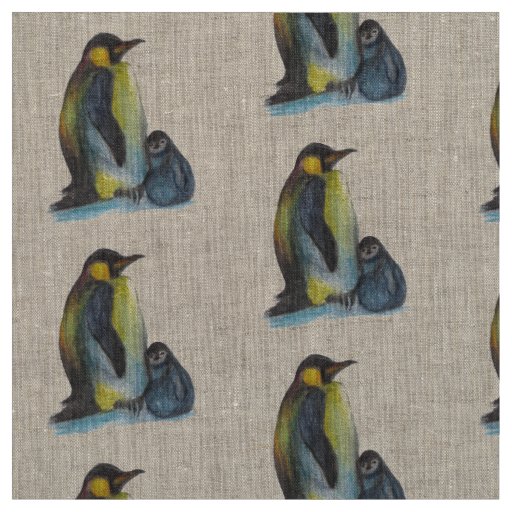 Penguins Drawing Fabric
