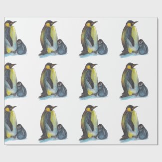 Penguins Drawing Matte Wrapping Paper