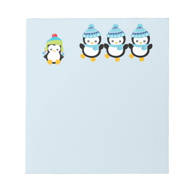 Penguins Dressed for Winter Notepad (Front)